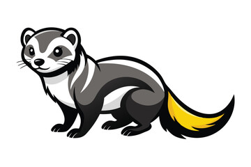 Black and white skunk is depicted in a full profile illustration