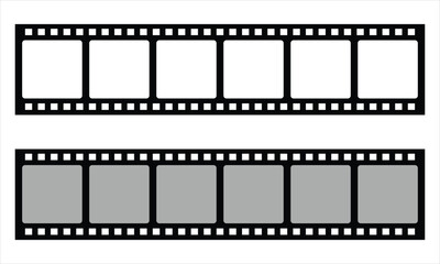 Blank and Grayscale Film Strip Vector Set – Vintage Movie Frames Illustration on White Background
