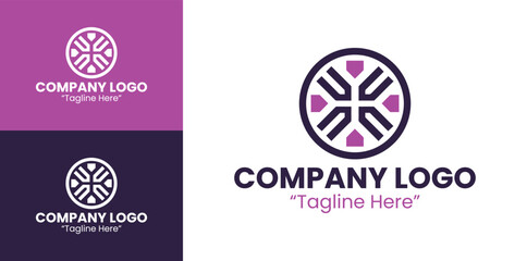 Modern and Dynamic Logo Design for Business and Corporate Identity in Light Purple and Dark Purple