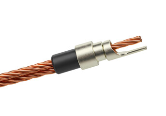 Closeup of a Coaxial Cable Connector isolated on transparent background