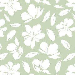 Flowers have organic shape with seamless background. Simple abstract floral pattern. Modern printing. Ideal for textile design, wallpaper, cards, posters and decoration.
