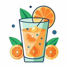 glass of orange juice with lemon