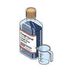 Cough syrup bottle icon for cold or flu treatment.