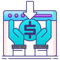 Online Income Icon – Minimalist Vector Symbol for Digital Earnings, Passive Income, and Internet Revenue

