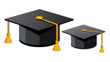two black graduation caps with golden tassels academic achievement illustration