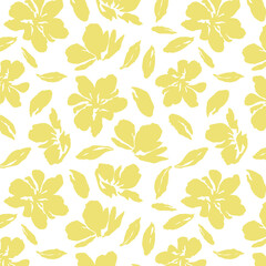 Flowers have organic shape with seamless background. Simple abstract floral pattern. Modern printing. Ideal for textile design, wallpaper, cards, posters and decoration.
