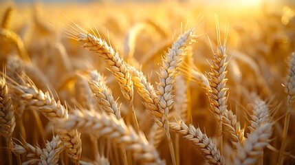 Golden Wheat Field At Sunset Beautiful Countryside Landscape High Resolution Photo