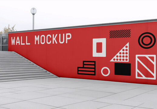 Wall with Stairs Mockup
