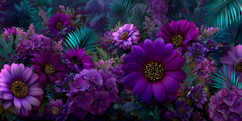 Wallpaper image of purple flowers.