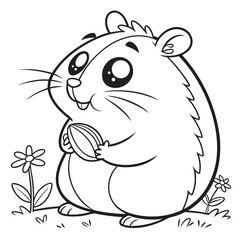  Chubby Hamster a round and chubby hamster holding a sunflower seed, drawn in adorable cartoon