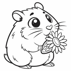  Chubby Hamster a round and chubby hamster holding a sunflower seed, drawn in adorable cartoon