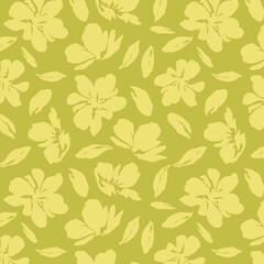 Flowers have organic shape with seamless background. Simple abstract floral pattern. Modern printing. Ideal for textile design, wallpaper, cards, posters and decoration.
