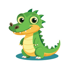 Fototapeta premium Friendly crocodile character with sharp teeth Vector illustration isolated on white background