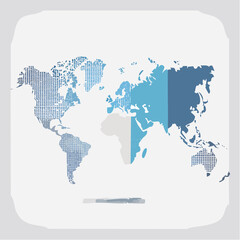 Obraz premium Minimal World Map Infographic – Blue and Gray Vector Design