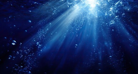 Underwater light rays, bubbles