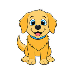 Friendly golden retriever dog illustration vector isolated on white background