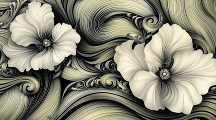 Ornate floral design with flowing lines.