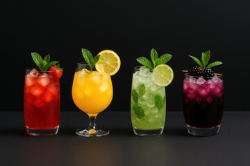 Fototapeta premium Row of Mocktails: Perfect for Menus with Header and Footer Space