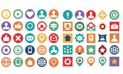 Social Media and Social Network Related Vector Line Icons