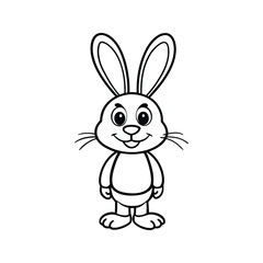 Obraz premium Friendly rabbit with long ears silhouette isolated on white background