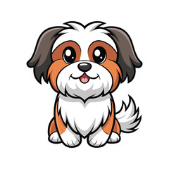 Obraz premium Friendly Shih Tzu dog with happy face and soft coat vector illustration isolated on white background