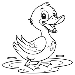 Little Duckling A happy baby duck splashing in a puddle with a big smile