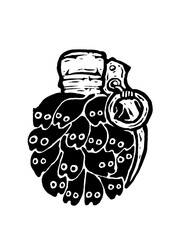 Unique grenade made of cute black cats, quirky and explosive design