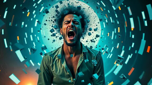 Panic Attack, intense fear, stress response. Anxiety trigger. Neurons fire during emotional stress. Heart rate increase signals alarm. Breathing quickens with anxiety peaks.