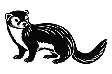 Elegant golden weasel stands in profile with a sleek, modern aesthetic over white