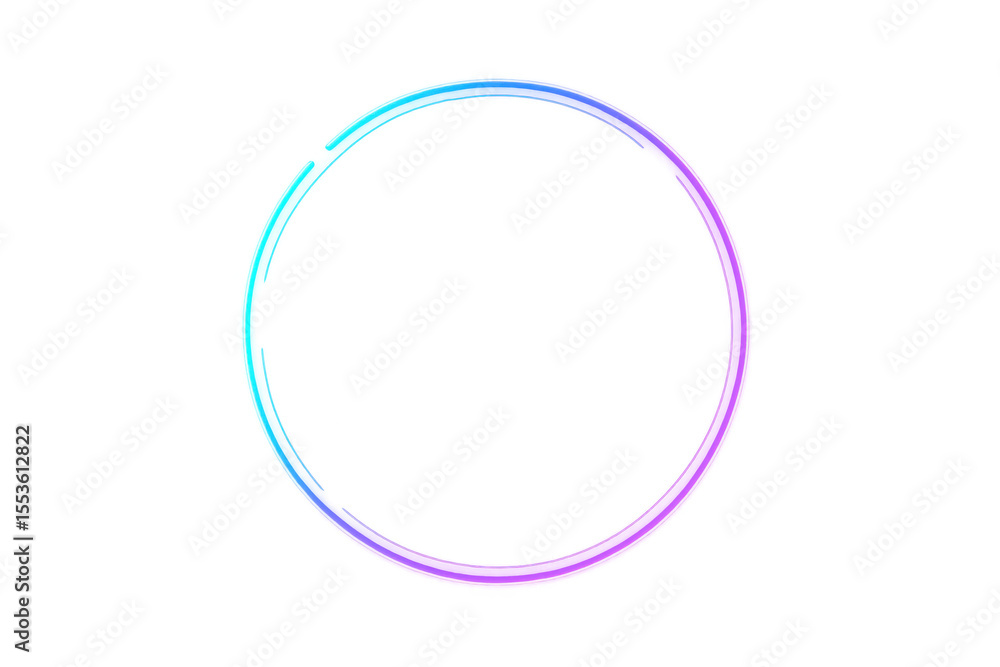Poster luminous neon circle radiating ethereal glow, creating futuristic visual element against transparent