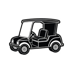 Golf cart side view silhouette isolated on white background
