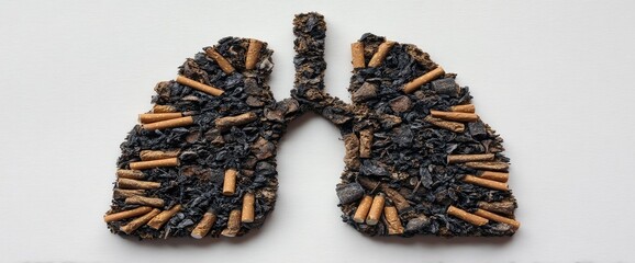 Lungs filled with cigarette butts