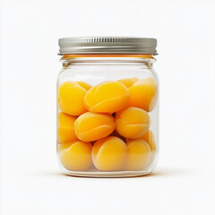 Glass Jar of Golden Yellow Candied Fruits Homemade Preserves