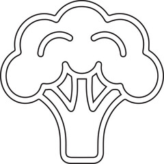 Broccoli outline represents a healthy food choice, offering a simple design element for nutrition guides, dietary plans, or culinary-themed projects with clean and modern aesthetics.