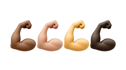 Flexed Biceps emoji in various skin tones isolated on transparent background