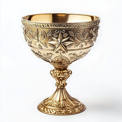 Ornate Gold Chalice Elegant Decorative Bowl with Intricate Design