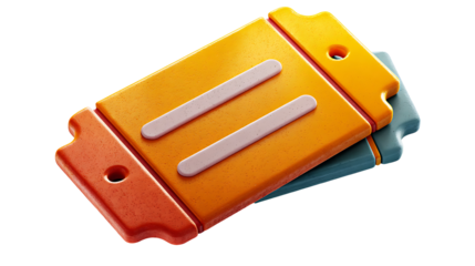 Paper ticket icon. Cinema, theatre festival card 3d rendering isolated on white background. Cartoon plastic style icon