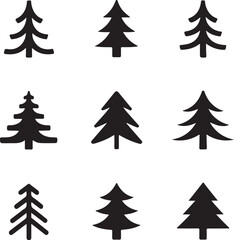 Minimalist Christmas Tree Icons vector on white background