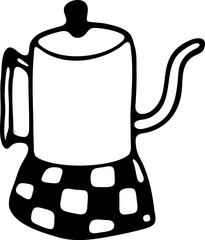 Teapot isolated on white background. Vector doodle Illustration