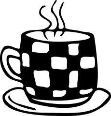 Cup of coffee with steam. Vector doodle Illustration