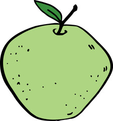 Illustration of a green apple. Vector cartoon Illustration