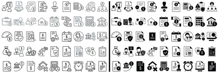 Modern Iconography of Business and Finance: A comprehensive set of clean, professional icons representing a spectrum of financial and business concepts.