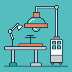 Line art vector icon of an operation theater or surgical room setup. Ideal for hospital signage, medical apps, healthcare infographics, and surgery-related visual materials.
