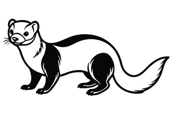 Cartoon skunk illustration stands confidently, its tail featuring a bright yellow streak on a white background