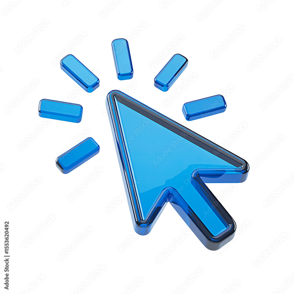 Poster clicking digital navigation: a modern 3d-rendered image of a click cursor signifies digital navigati