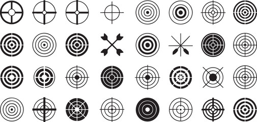 A Collection of Target Icons A Set of Crosshair Symbols for Precision and Accuracy A Range of Aiming Point Designs for Games and Graphic Projects
