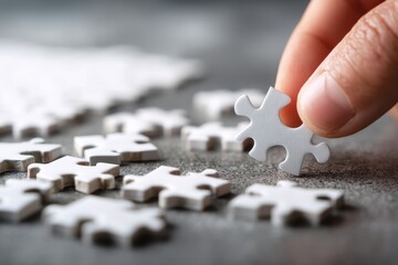 Supply chain puzzle pieces being connected by hand
