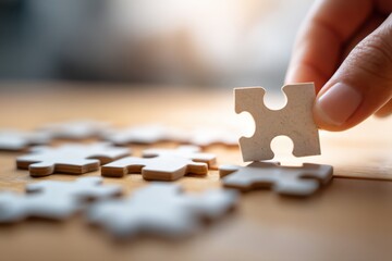 Supply chain puzzle pieces being connected by hand