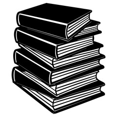Clean stack of books silhouette perfect for book-themed designs, education materials, library promotions, and digital classroom resources.