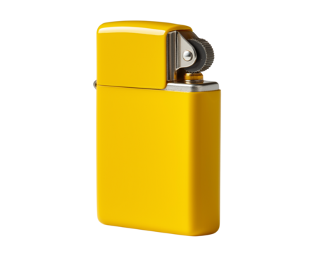 Yellow Zippy-Style Lighter Isolated on Transparent Background

